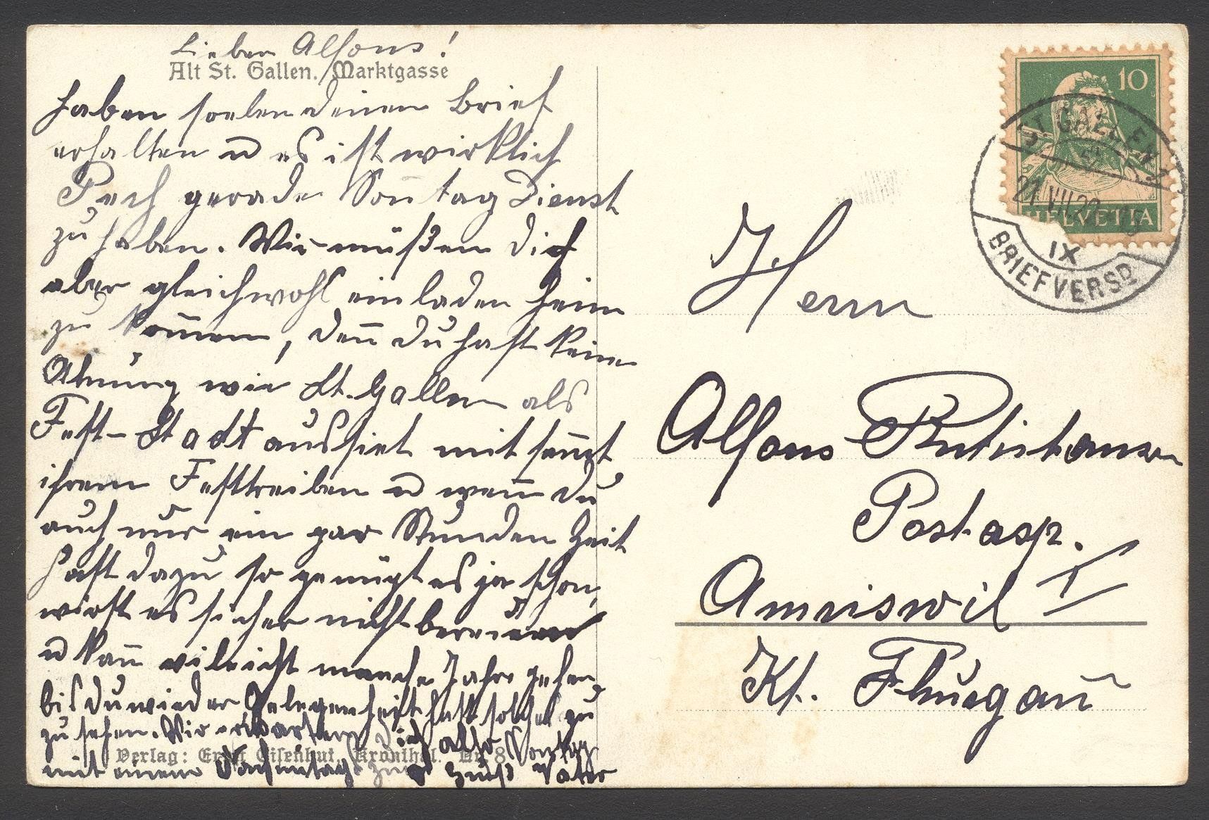 Cartes postales: PK Alt St. Gallen - Marktgasse – D'occasion à Siebnen par Fstaehli 1