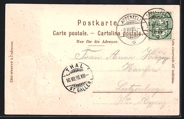 Cartoline postali: Litho Appenzell, Ortsansicht mit Wappen – Usato da Berlin venduto da bartko-reher 1