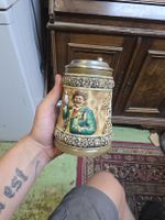 Bierkrug Gerzit Germany mit Zinndeckel (D1)