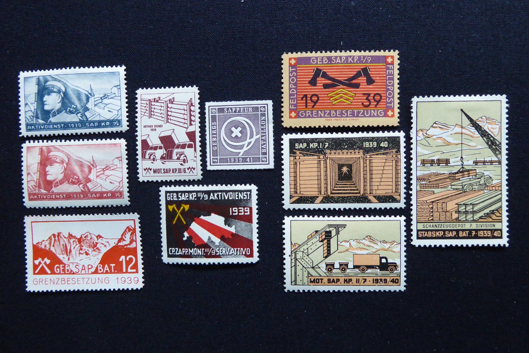 Alle Briefmarken: (m133) Sappeure: 10 Werte – Gebraucht aus Basel von scholle50