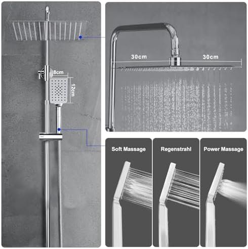 Docce: Duschset Armatur Chrom Duschstangeset Duschsäuleset 30x30cm – Nuovo e nell'imballaggio originale da Hundwil venduto da pak_7zvn 4