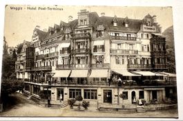 Schöne AK belebt Weggis LU. Hotel Post- Terminus ca.1920