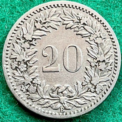 Alle Münzen: Pièce de 20 ct suisse 1885 – Gebraucht aus Plan-les-Ouates von gab_cgf6 1