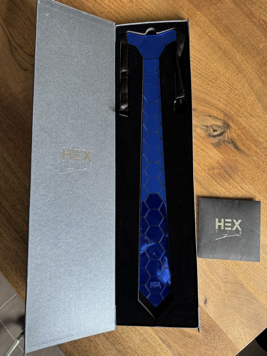 Cravatte: Hex Tie Krawatte blau geometrisch – Usato da Galgenen venduto da Vintluxe