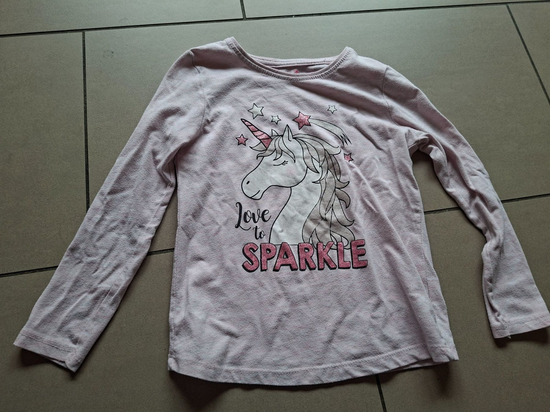 Maglioni & Felpe: Langarmshirt, Einhorn Glitzer, Gr. 110 – Usato da Erlinsbach venduto da pfunky