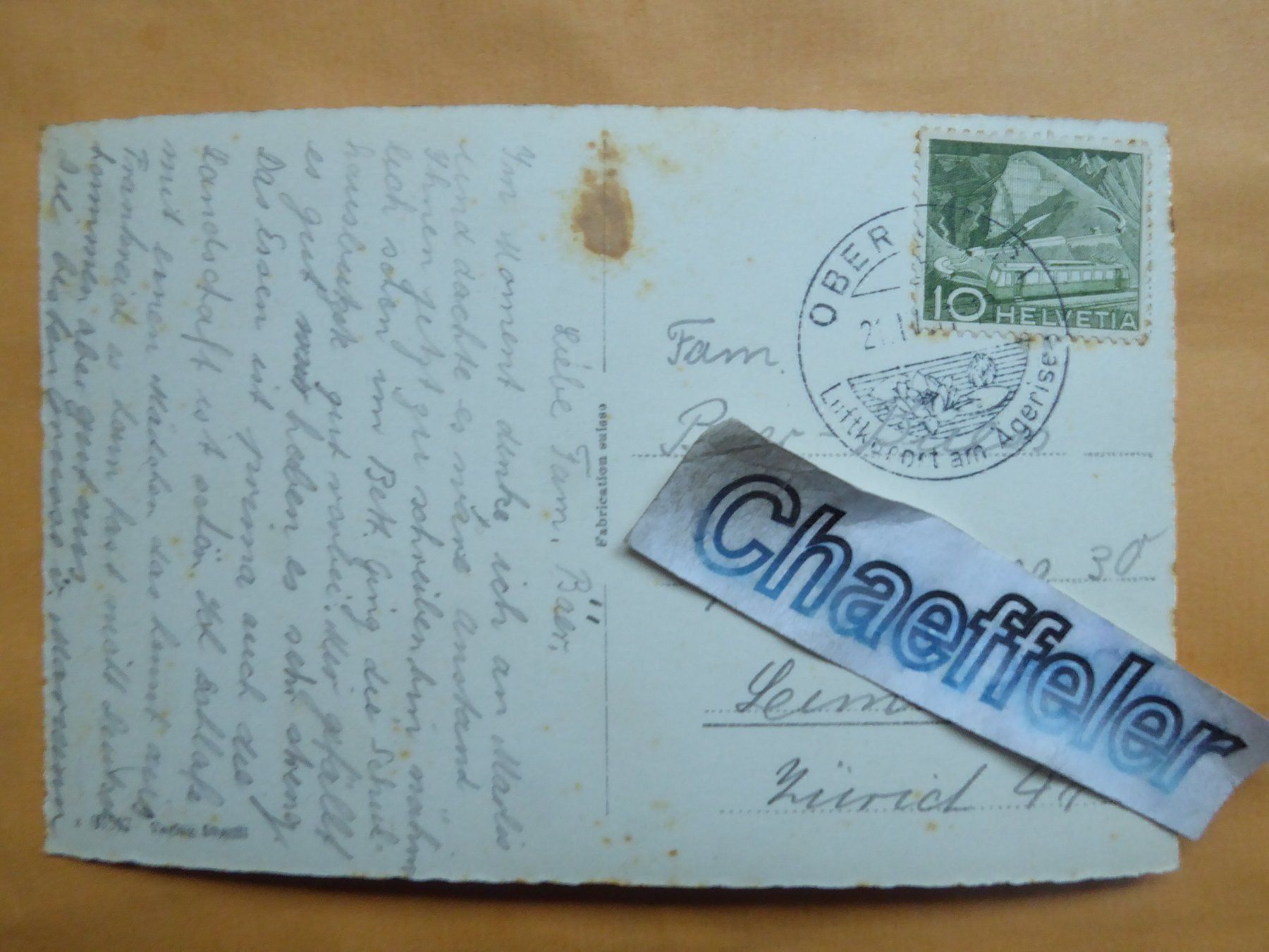 Cartoline postali: 1951  Am Aegerisee – Usato da Zürich venduto da Chaeffeler 1