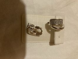 Ohrclips Silber mit Zirkonia modisch Paar guter Zustand