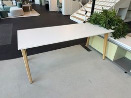 Design Schreibtisch | Bürotisch 180x80 cm – Weiss/Buche