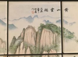 8 Keramik Kacheln Fliesen Landschaftsbild China signiert