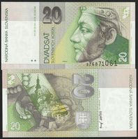 Slowakei 20 Korun UNC 1993 Serie B erste Ausgabe