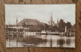 Alte Karte Konstanz mit Hafen und Konziliumsgebäude