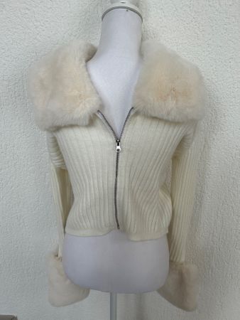 NEU Kunst- Fellstrickjacke OS Grösse - abnehmbares Fell