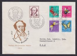 PJ 1954, FDC J153-157, toll illustriert