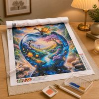 Kit diamond painting Paysage dans une pomme, 40x40 cm