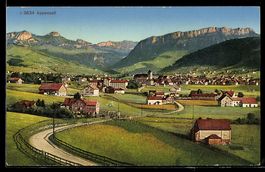 Appenzell, Dorfansicht mit Kirche und Be