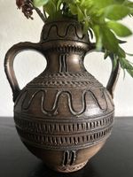 Handgearbeitete Holzvase im Ethno Stil mit Florals