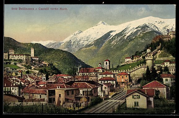 Cartoline postali: AK Bellinzona, Castelli verso Nord – Usato da Berlin venduto da bartko-reher