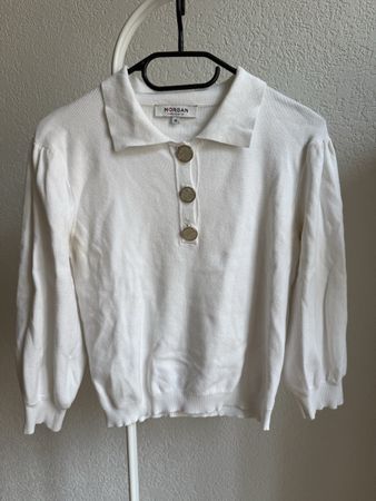 Pull blanc boutons dorés nacre Morgan, t.38/M