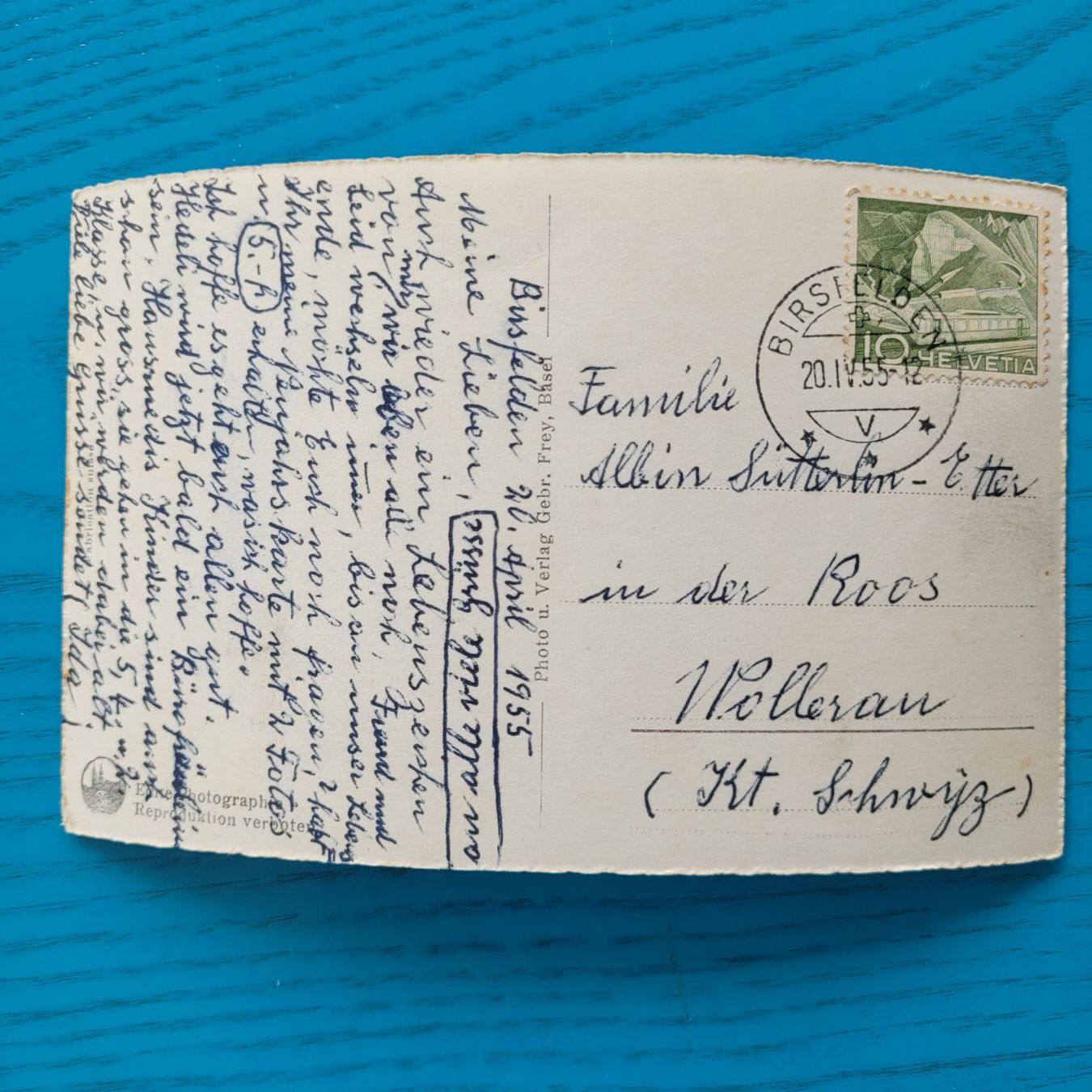 Cartoline postali: Birsfelden 1955 – Usato da SCHÜBELBACH venduto da CoKaHa 1