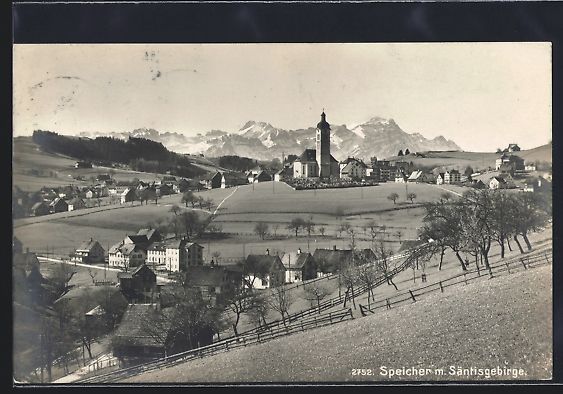 Ansichtskarten: Speicher, Ortsansicht mit Säntisgebirge – Gebraucht aus Berlin von bartko-reher