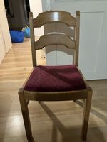 Stuhl aus Holz, wein-rotes Sitzpolster, Vintage