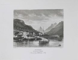 Flüelen Aquatinta von Locher