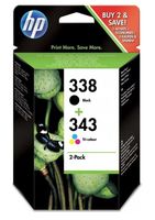 HP 338 & 343 Tintenpatronen 2er-Pack, Original, Neu!