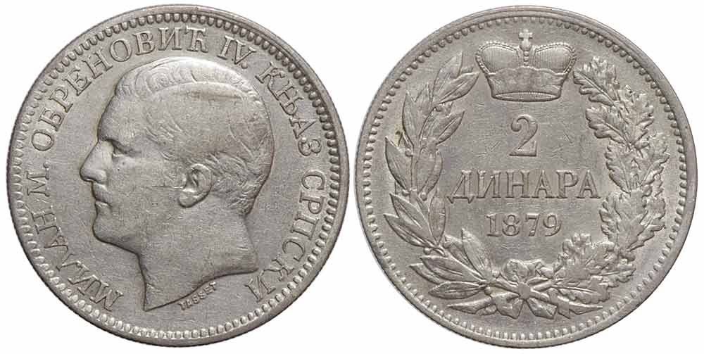 Tutti le monete: Serbien, 2 Dinara 1879 – Usato da Chiasso venduto da Novamarketing