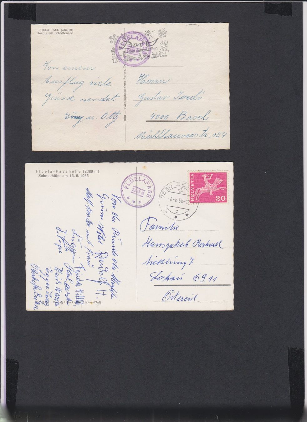 Cartoline postali: Flüelapass mit Oldtimern   -   2 alte Ansichtskarten – Usato da Vitznau venduto da Ropaku 1