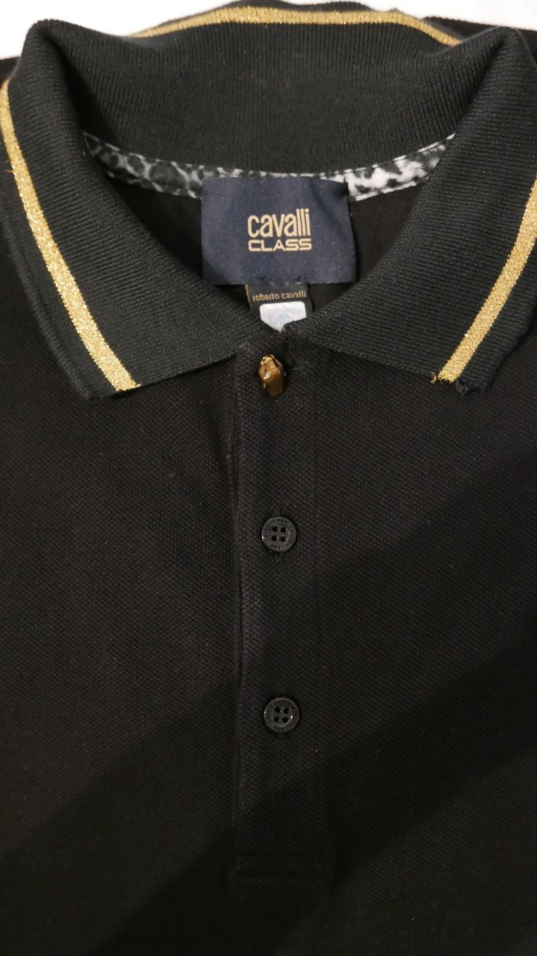 Roberto Cavalli Magliette Polo: Polo ROBERTO CAVALLI CLASS Noir liseré doré – Usato da Nyon venduto da WHTF 3