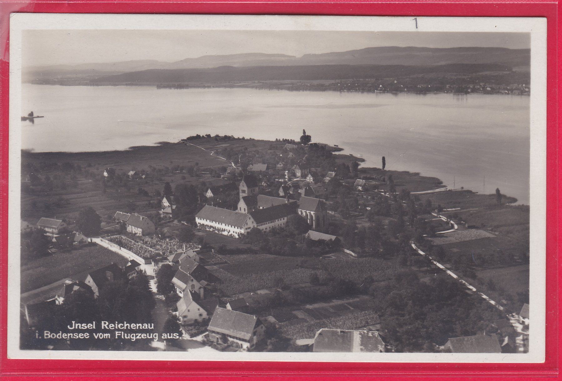 Ansichtskarten: FLUGAUFNAHME, INSEL REICHENAU, BODENSEE, – Gebraucht aus Oberrieden von Gebirgsstelze