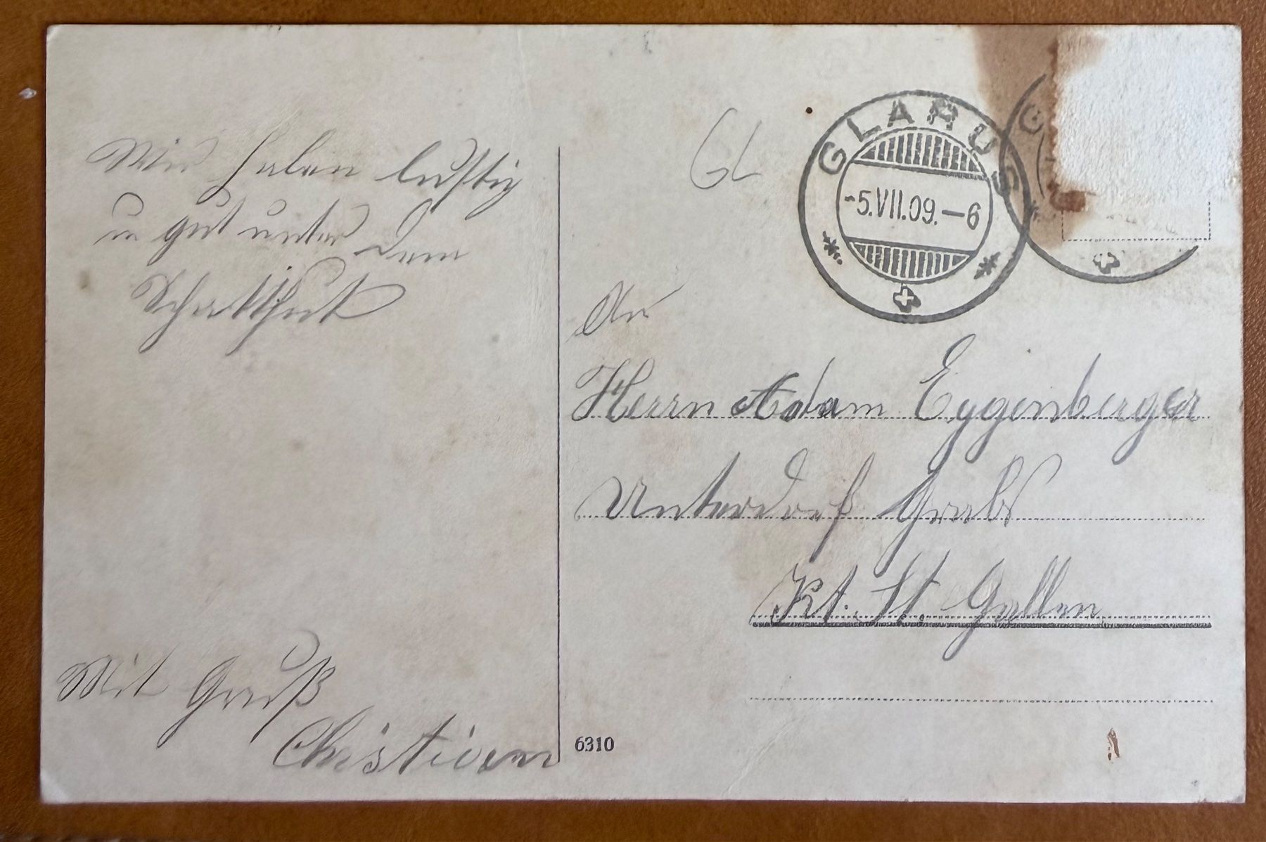 Cartoline postali: Glarus - Kantonsspital - 1909 – Usato da Lutry venduto da Ediego 2