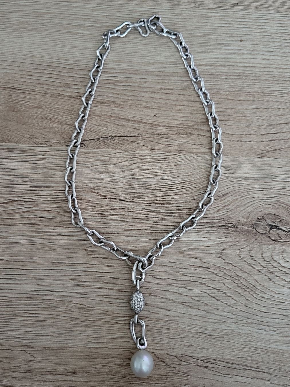 Catenine: Edle Designerkette mit ca 165 Brillanten und einer Perle – Nuovo (secondo la descrizione) da Unterägeri venduto da Altgoldschmuck 4