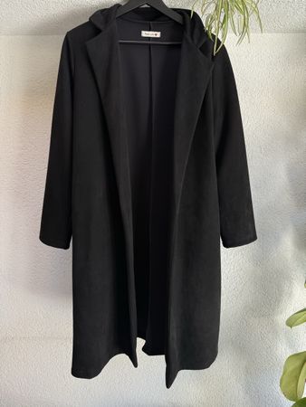 Cappotto leggero donna nero finto scamosciato TU