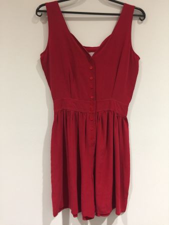 Vintage Crepe Seide Jump Suit kurz oh Arm dunkel rot Gr L