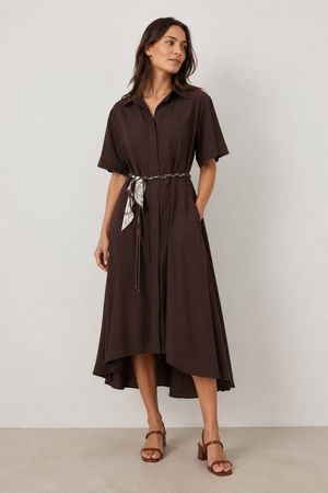 Hemdkleid braun mit gemustertem Gürtel neuwertiger Zustand
