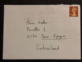 Enveloppe avec timbre 24p et cachet postal 1990