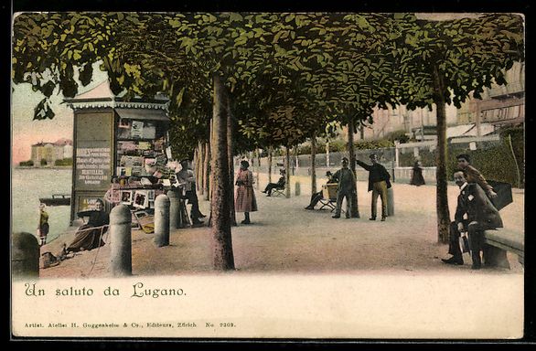 Cartoline postali: Lugano, Uferpromenade mit Zeitungskiosk – Usato da Berlin venduto da bartko-reher