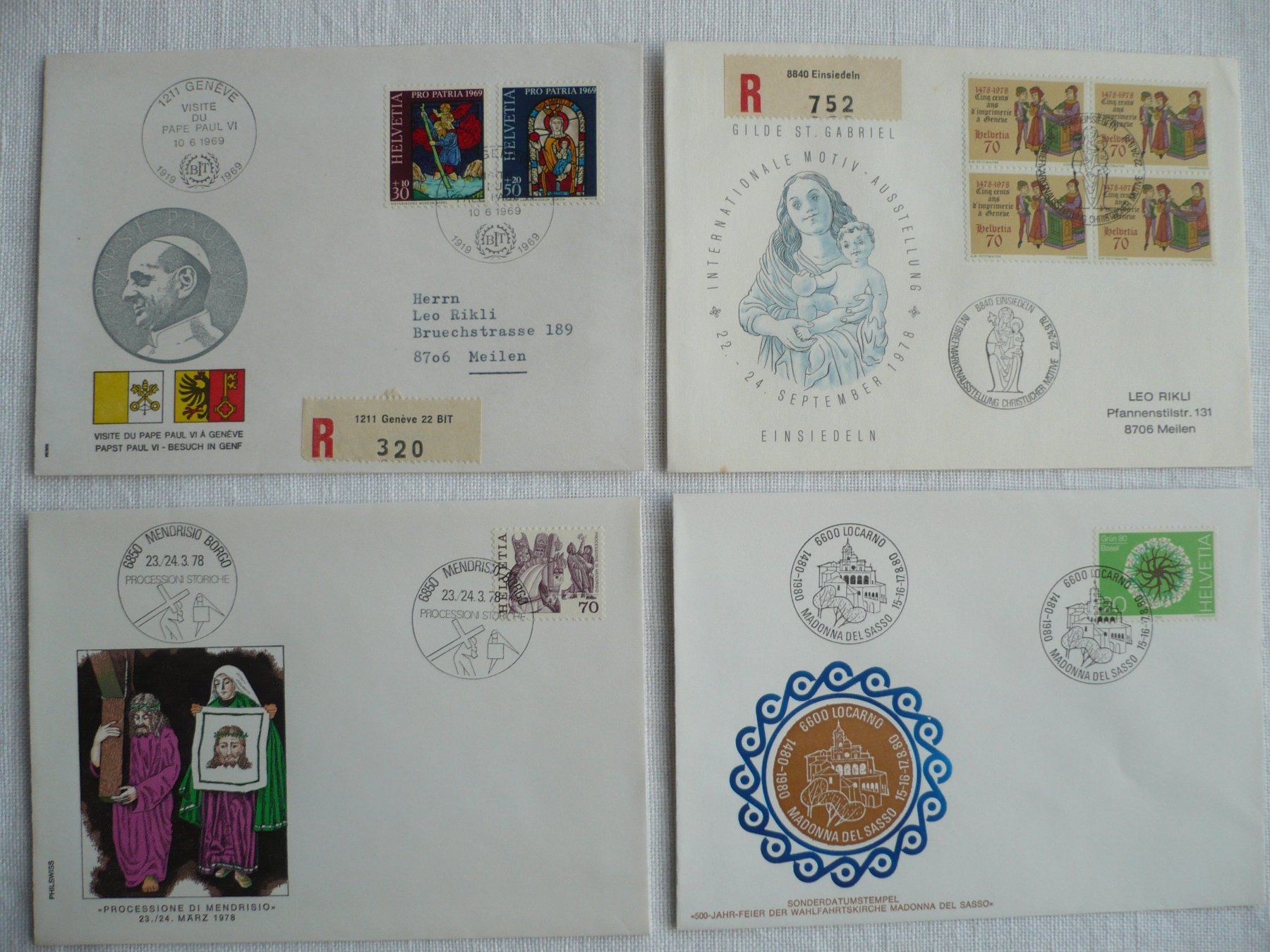 Tutti i francobolli: 1969 - 80 4 kirchliche Belege – Usato da Zürich venduto da saltandpepper008