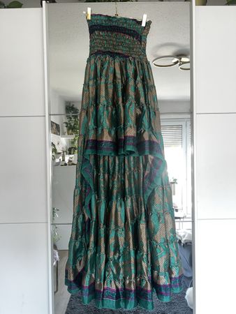 •LUXURIÖSES SEIDEN-MAXIKLEID BOHO CHIC•