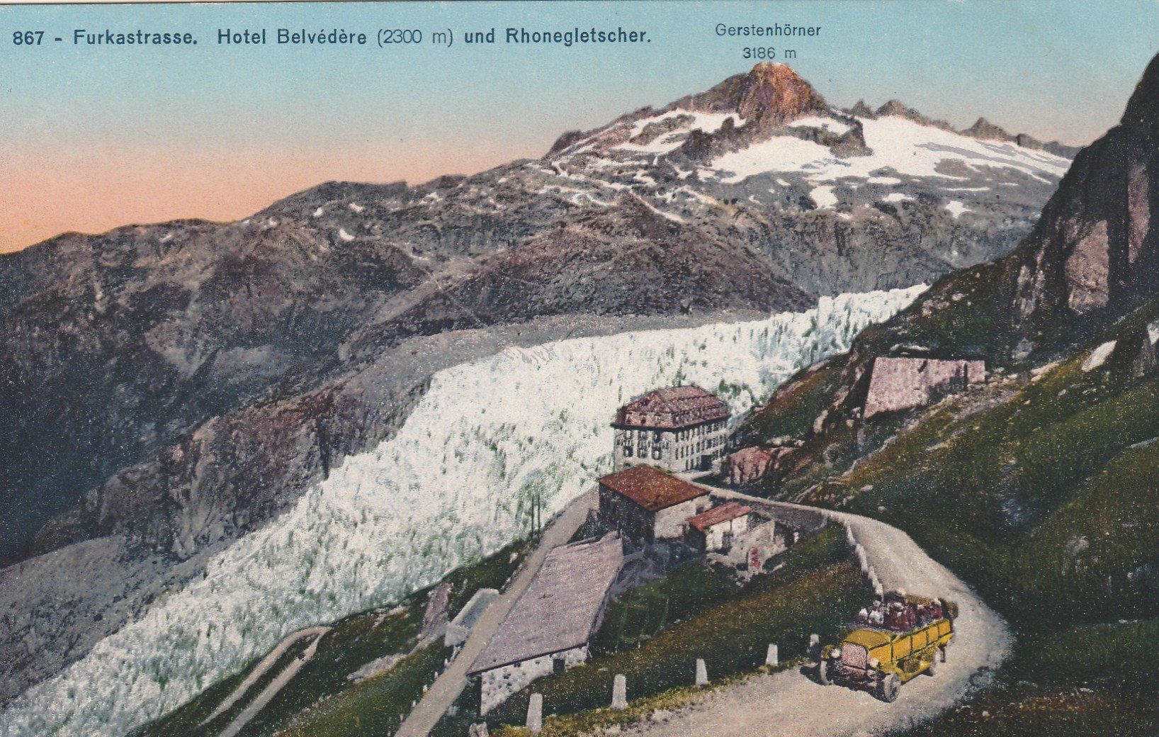 Cartoline postali: Furkastrasse Hotel Belvedere mit Postauto – Usato da Rorschacherberg venduto da fratovi2