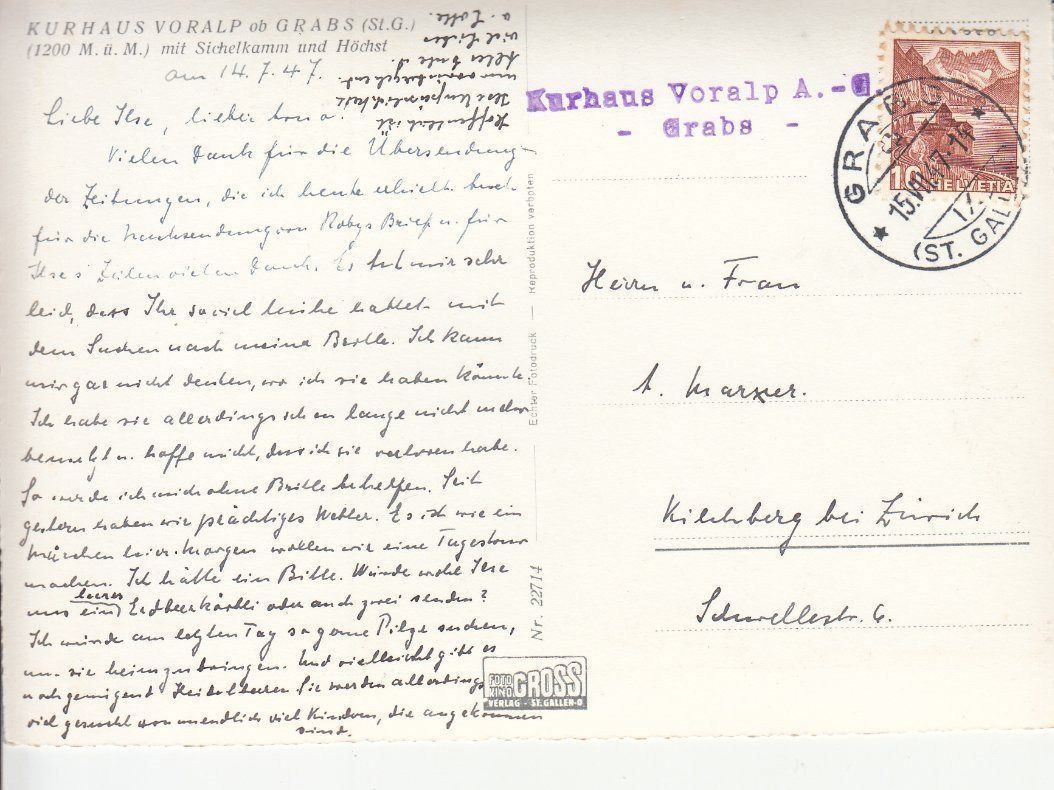Cartoline postali: Voralp 1947 – Usato da Bürglen TG venduto da StampGraf 1