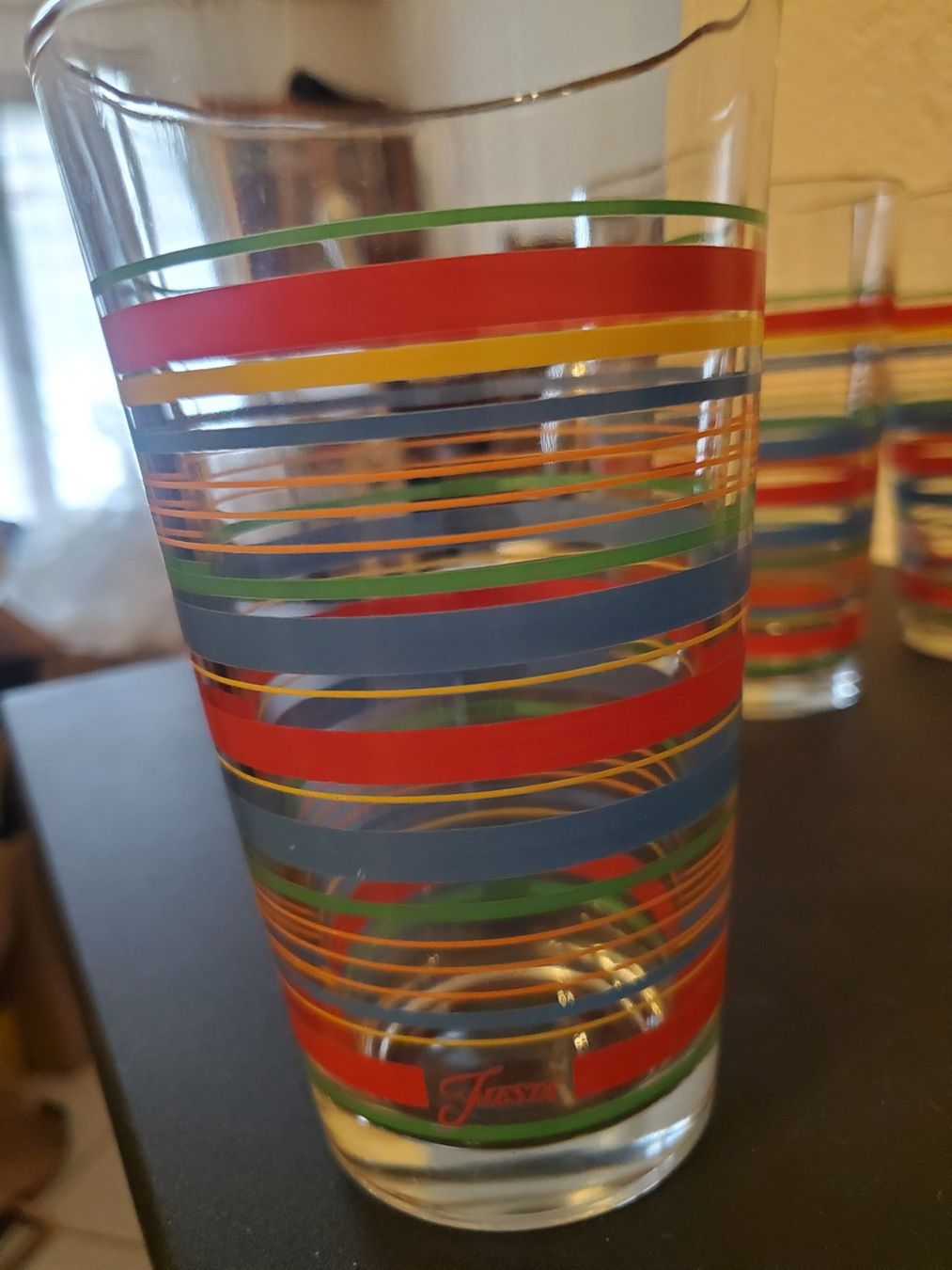 Bicchieri: Verre à rayures couleurs vives Libbey USA – Usato da Rennaz venduto da La_malle_du_dauphin 2