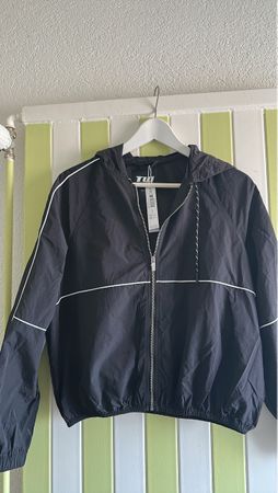 Damen leichte Jacke schwarz mit weissen Streifen Grösse S ne