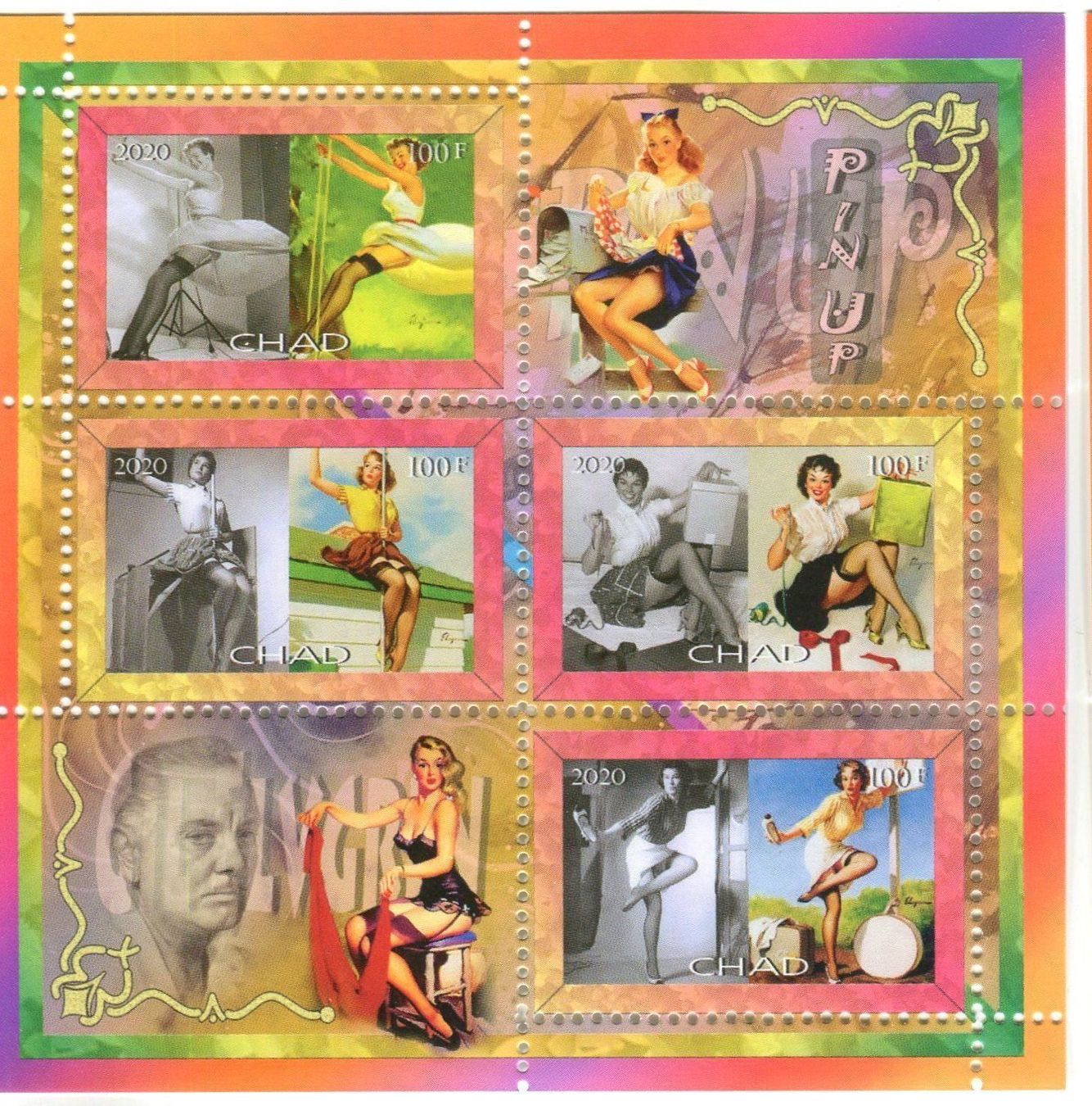 Alle Briefmarken: Block "Pin-up". Tschad. – Neu und originalverpackt aus Basel von Butsch5