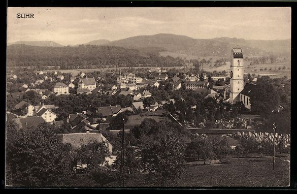 Cartoline postali: AK Suhr, Teilansicht mit Kirche, 1921 – Usato da Berlin venduto da bartko-reher