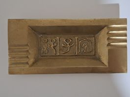 Vintage Messing Aschenbecher Ägypten Hieroglyphen 19 × 9 cm