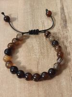 Armband aus Natürliche Schwartz gebänderte Spitzenachat 8 mm