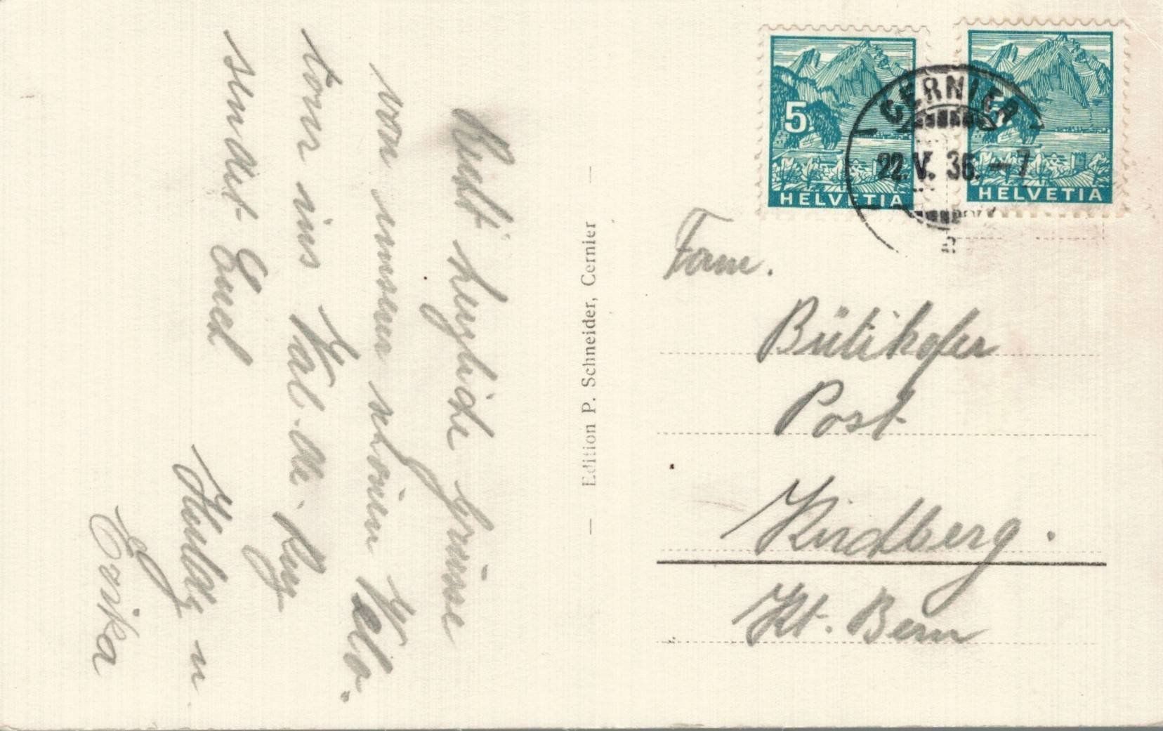 Cartoline postali: Alte Ansichtskarte Cernier, Landwirtschaftsschule, 1936 – Usato da Luzern venduto da Kartenansicht 1