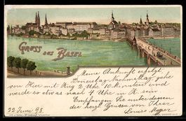 Litho Basel, Ortsansicht mit Brücke